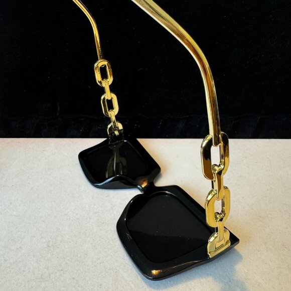 Women\'s Sunglasses Black Gold Chain Link Stems Accessories Jackie O. Style main image 5